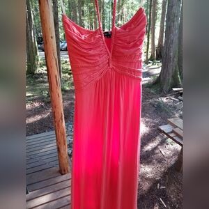 Summer Dress Orange Sky Brand Long Small Spaghetti Strap Halterneck Sleeveless